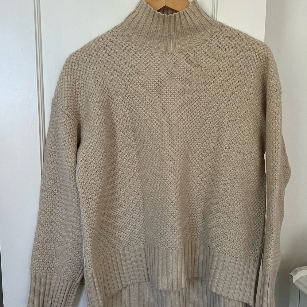 Everlane Cashmere Stroopwafel Turtleneck in Canvas, Size Small